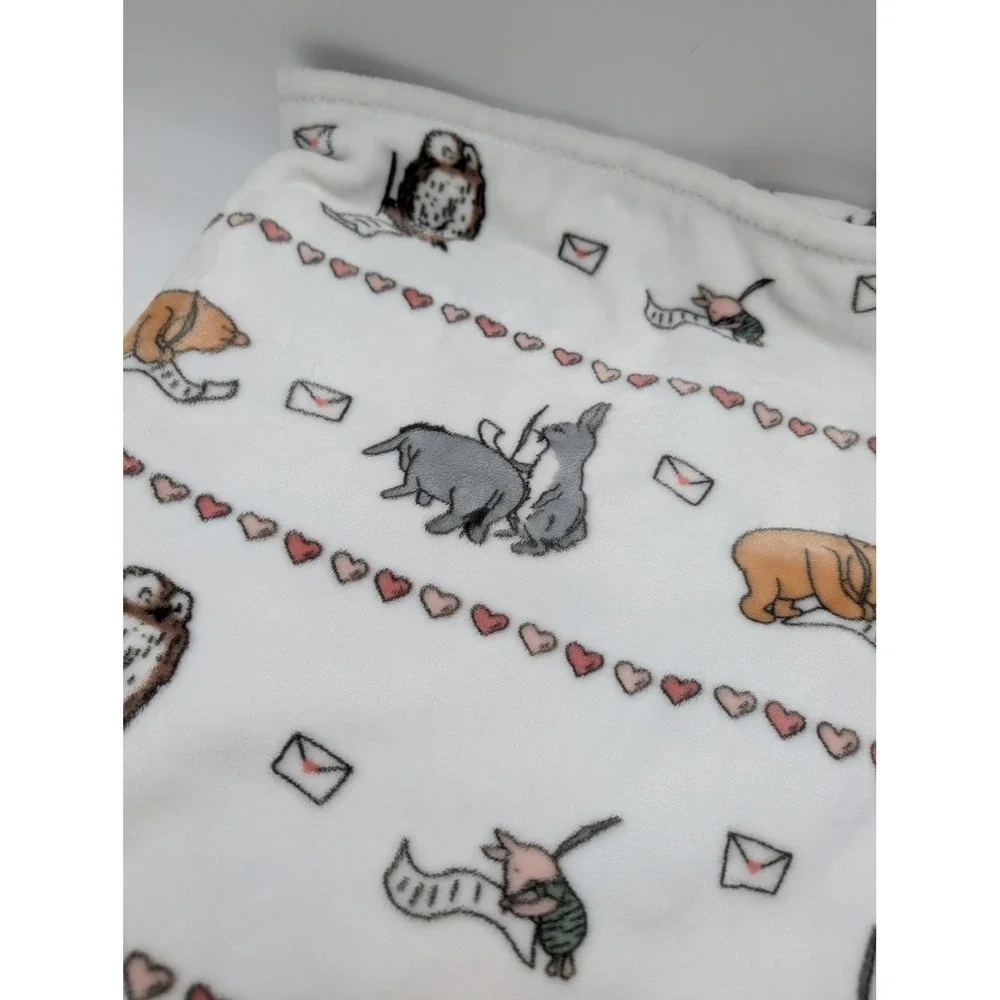 Pooh Bear Collection Baby Blanket White Hearts Winnie the Pooh Eeyore Piglet Owl